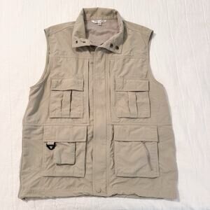 Travel Smith Men's Khaki Utility Tactical Fishing Vest MEDIUM Pockets‎ Nylon